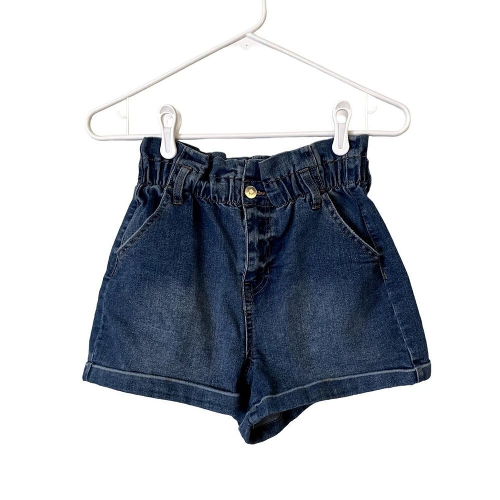 Ms. Maggie jean shorts medium wash pocket cinched waist casual comfortable